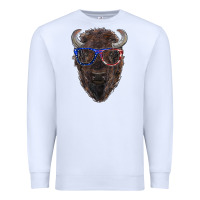 White bison with american flag glasses Premium Sweatshirt - RanaPortraitStore