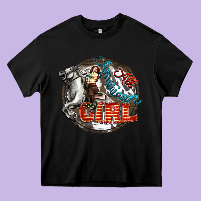 All American Girl Heavy Core Tee Designed By Fadigitalartstudio