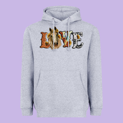 Love Horse Sunflower Heavyweight Hoodie Designed By Ranaportraitstore