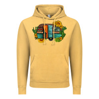 Vintage Mustard caravan sunflowers and cactus Vintage Hoodie - Artiststas