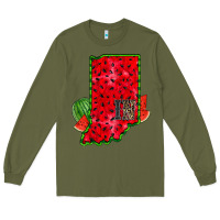 Army Green indiana watermelon Long Sleeve Tee - RacoonDesign