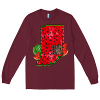 Burgundy indiana watermelon Long Sleeve Tee - RacoonDesign