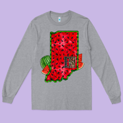 Indiana Watermelon Long Sleeve Tee Designed By Racoondesign