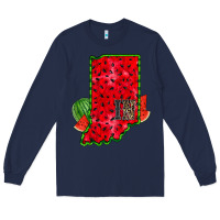 Navy indiana watermelon Long Sleeve Tee - RacoonDesign