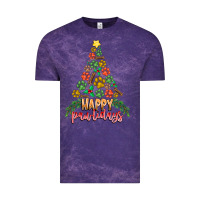 Cloud Purple paw print christmas tree Vintage Tee - CowhideDigitalArt