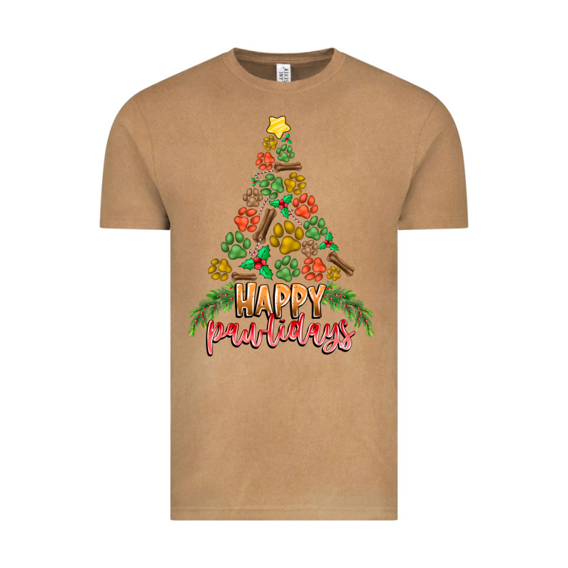 Paw Print Christmas Tree Vintage Tee by CowhideDigitalArt | Teevron