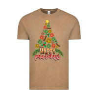 Vintage Coffee paw print christmas tree Vintage Tee - CowhideDigitalArt