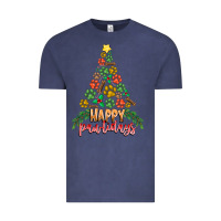 Vintage Denim paw print christmas tree Vintage Tee - CowhideDigitalArt