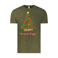 Vintage Olive paw print christmas tree Vintage Tee - CowhideDigitalArt