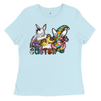 Baby Blue Happy Easter Ladies Tee - CowhideDigitalArt