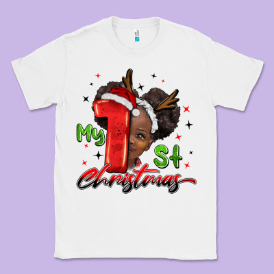 My First Christmas African Girl Classic Tee Designed By Barkaloodesign