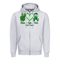 Heather Grey Peace Love Cure Liver Cancer Zipper Hoodie - Jasminsmagicworld