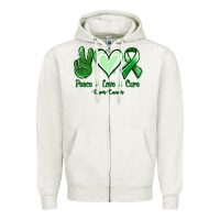 Oatmeal Heather Peace Love Cure Liver Cancer Zipper Hoodie - Jasminsmagicworld