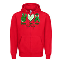 Red Peace Love Cure Liver Cancer Zipper Hoodie - Jasminsmagicworld