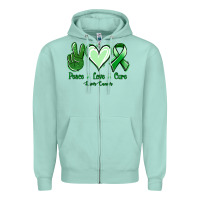 Seafoam Peace Love Cure Liver Cancer Zipper Hoodie - Jasminsmagicworld