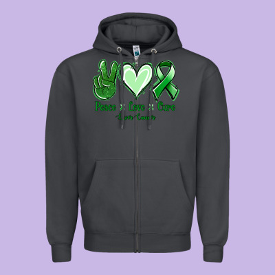 Peace Love Cure Liver Cancer Zipper Hoodie Designed By Jasminsmagicworld