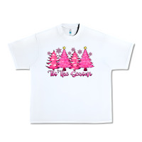 White Tis the Season Pink Trees Urban Heavy Tee - CowhideDigitalArt