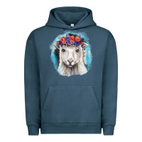 Pigment Midnight Navy Sunflower Sheep With Background Urban Hoodie - RanaPortraitStore