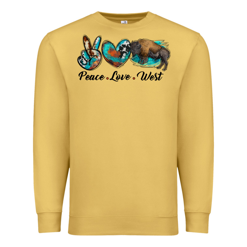 Peace Love West Bison Premium Sweatshirt by RanaPortraitStore | Teevron