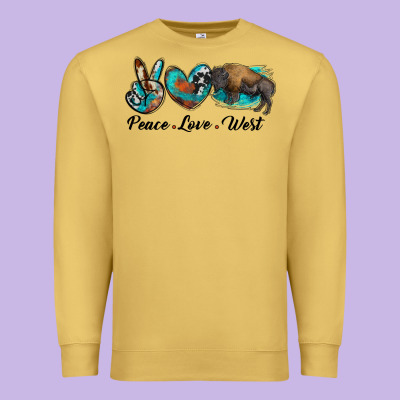 Peace Love West Bison Premium Sweatshirt Designed By Ranaportraitstore