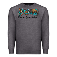 Charcoal Heather peace love west bison Premium Sweatshirt - RanaPortraitStore