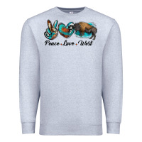 Heather Grey peace love west bison Premium Sweatshirt - RanaPortraitStore
