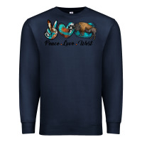 Navy peace love west bison Premium Sweatshirt - RanaPortraitStore