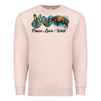 Pale Pink peace love west bison Premium Sweatshirt - RanaPortraitStore
