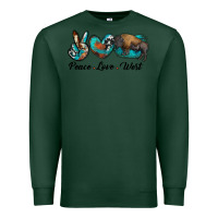 Sports Green peace love west bison Premium Sweatshirt - RanaPortraitStore