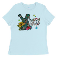 Baby Blue Happy Easter Ladies Tee - CowhideDigitalArt