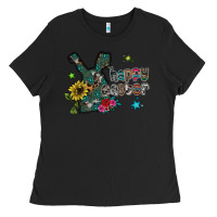 Black Happy Easter Ladies Tee - CowhideDigitalArt
