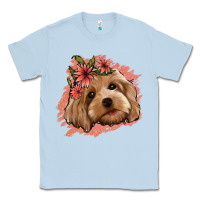 Dusty Blue cockapoo floral pink glitter Classic Tee - Jasminsmagicworld