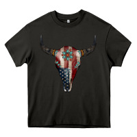 Asphalt American Bull Skull Gemstone Heavy Core Tee - Jasminsmagicworld