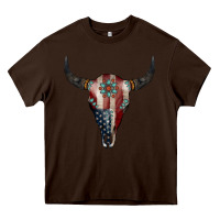Chocolate Brown American Bull Skull Gemstone Heavy Core Tee - Jasminsmagicworld