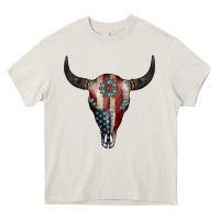 Cream American Bull Skull Gemstone Heavy Core Tee - Jasminsmagicworld