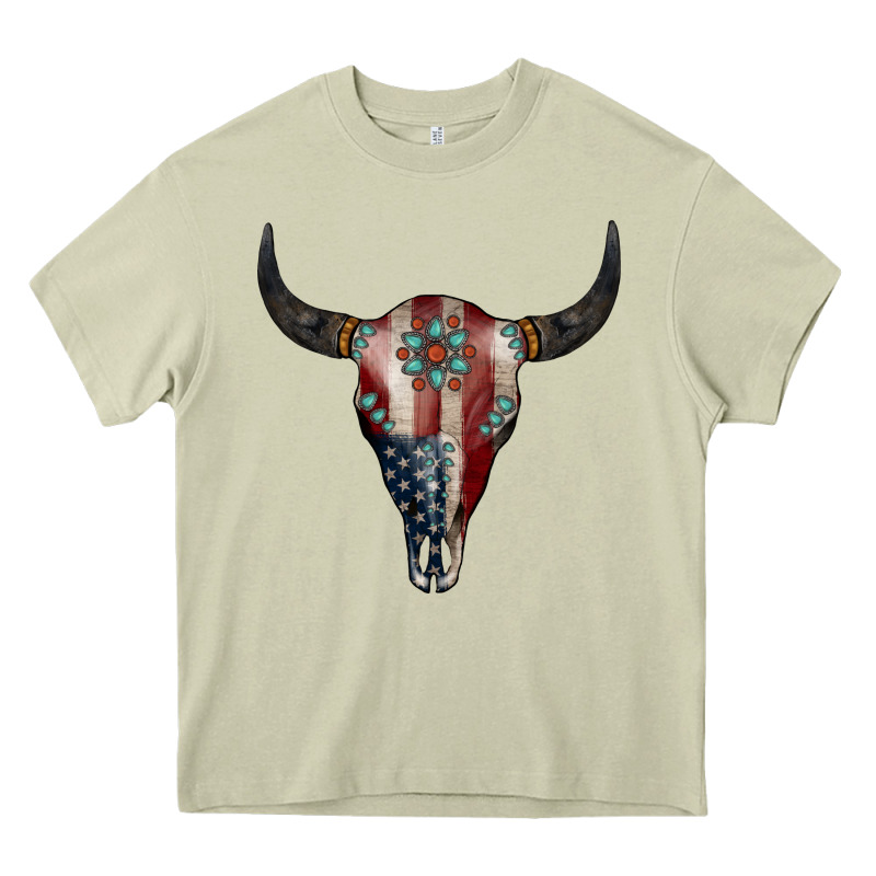 American Bull Skull Gemstone Heavy Core Tee by Jasminsmagicworld | Teevron