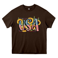 Chocolate Brown USA 4th of July Heavy Core Tee - FaDigitalArtStudio
