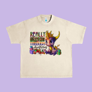 Real Dragon Through Christmas Urban Heavy Tee Designed By Cowhidedigitalart