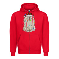 Red white pomeranian with christmas lights Zipper Hoodie - RanaPortraitStore