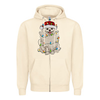 Sandshell white pomeranian with christmas lights Zipper Hoodie - RanaPortraitStore