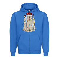 True Royal white pomeranian with christmas lights Zipper Hoodie - RanaPortraitStore