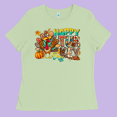Happy Turkey Day Ladies Tee Designed By Cowhidedigitalart