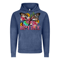 Vintage Denim be free with butterfly and cactus flowers Vintage Hoodie - Artiststas