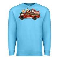 Ocean Blue christmas truck with farm animals Premium Sweatshirt - RanaPortraitStore