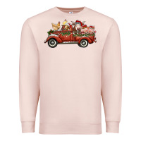 Pale Pink christmas truck with farm animals Premium Sweatshirt - RanaPortraitStore