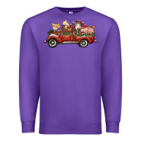 Purple christmas truck with farm animals Premium Sweatshirt - RanaPortraitStore