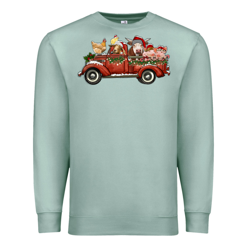 Christmas Truck With Farm Animals Premium Sweatshirt by RanaPortraitStore | Teevron
