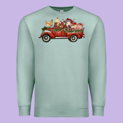 Christmas Truck With Farm Animals Premium Sweatshirt Designed By Ranaportraitstore