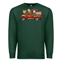 Sports Green christmas truck with farm animals Premium Sweatshirt - RanaPortraitStore