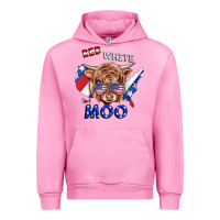 Fuchsia Pink Red White And Moo Cow Urban Hoodie - RanaPortraitStore